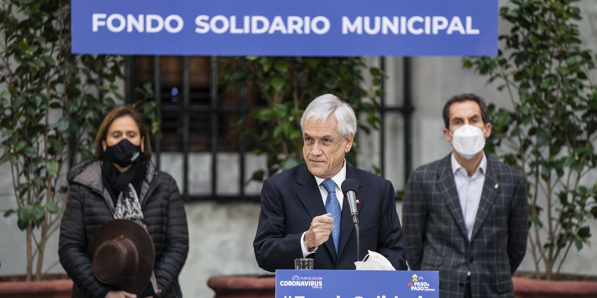 Presidente Piñera anuncia la distribución de nuevos recursos a las comunas en el contexto de la pandemia global de Coronavirus