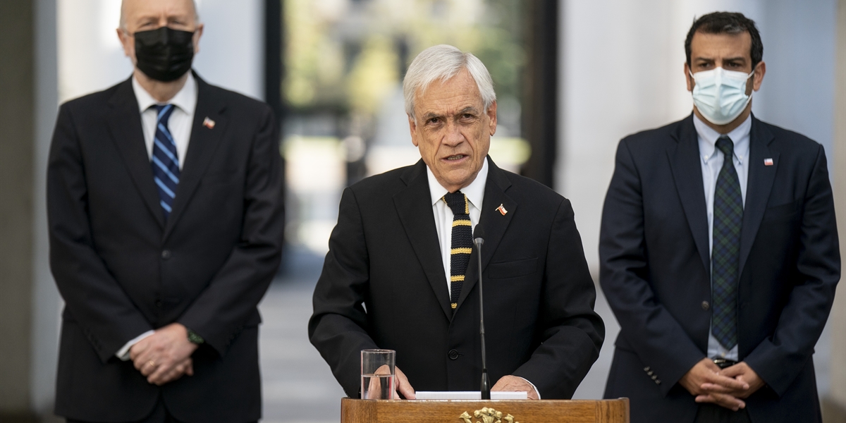 Presidente Piñera realiza una declaración a la prensa sobre entrada en vigencia del Estado de Excepción en la zona norte