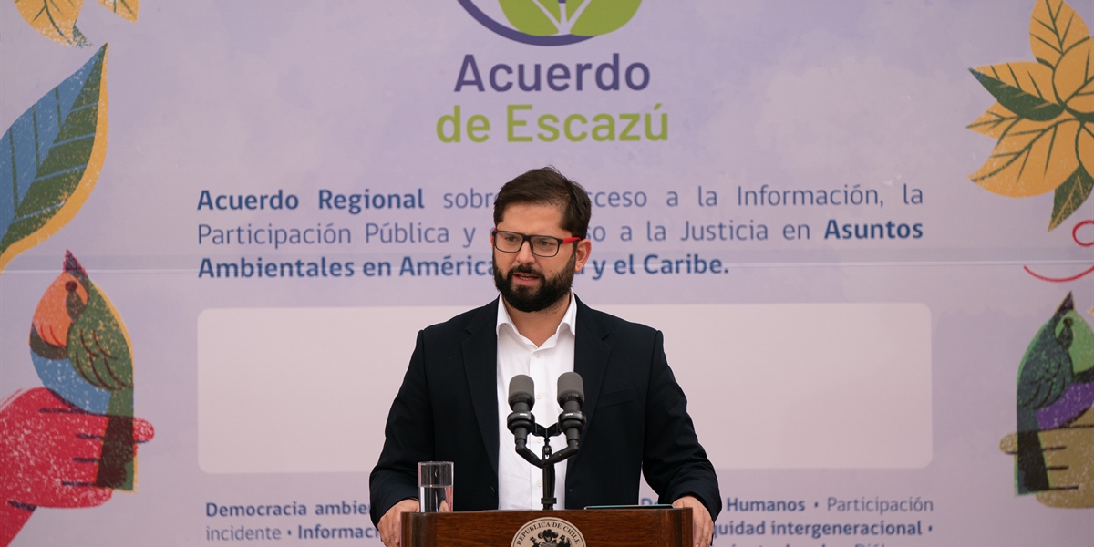 El Presidente Gabriel Boric Font firma proyecto para aprobar el Acuerdo de Escazú