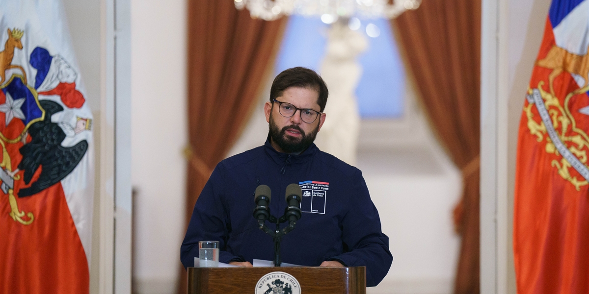 Presidente de la República, Gabriel Boric Font, entrega declaraciones desde el Palacio de La Moneda