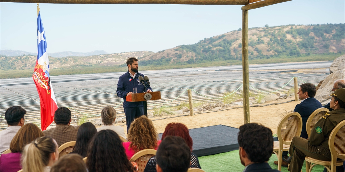 Presidente de la República, Gabriel Boric Font, inaugura la planta fotovoltaica Gran Teno