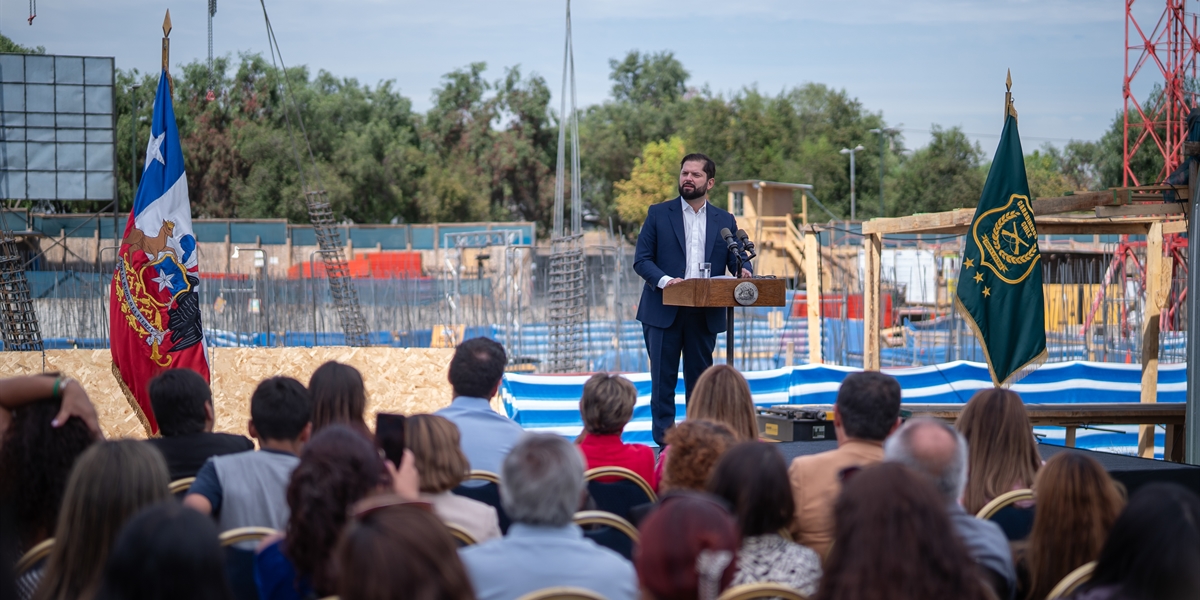 Presidente de la República Gabriel Boric Font, encabeza la ceremonia de reinicio de obras de la comisaría de La Farfana