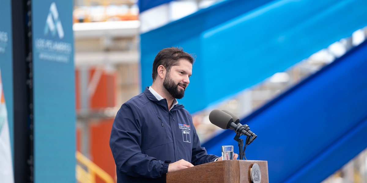 Presidente de la República, Gabriel Boric Font, encabeza la puesta en marcha de la planta desaladora de la minera Los Pelambres en puerto Punta Chungo