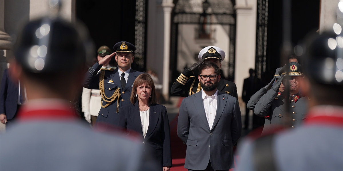 Presidente de la República, Gabriel Boric Font, recibe a la Presidenta de Grecia, Katerina Sakellaropoulou, en su Visita Oficial a nuestro país