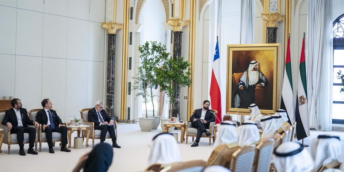 Presidente de la República, Gabriel Boric Font, se reúne con el Presidente de Emiratos Árabes Unidos y emir de Abu Dabi, Mohamed bin Zayed al Nahayan