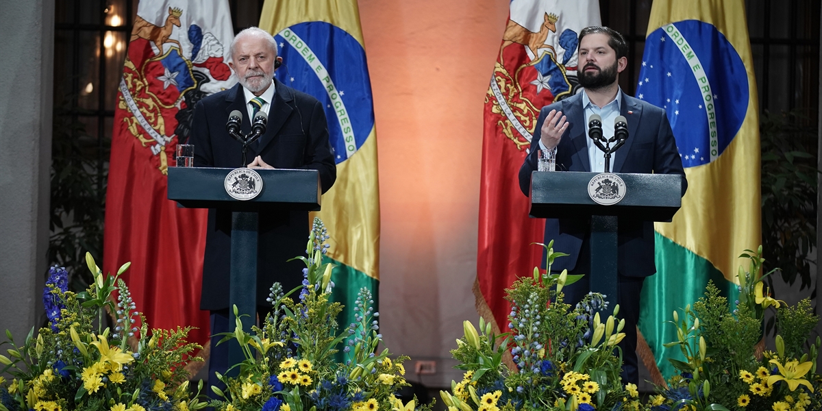 S.E. el Presidente de la República, Gabriel Boric Font, junto con el Presidente de la República Federativa de Brasil, Luiz Inácio Lula da Silva, realizan declaración conjunta.