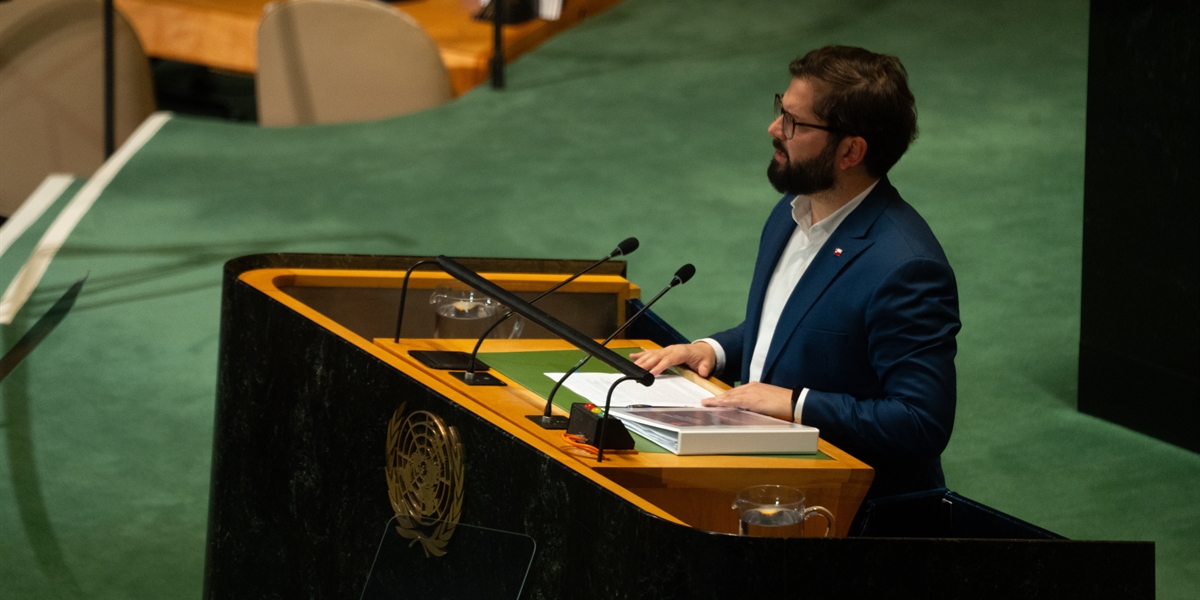 S.E. el Presidente de la República, Gabriel Boric Font, interviene en la Sesión Plenaria de la Cumbre del Futuro junto a Jefes de Estado y de Gobierno