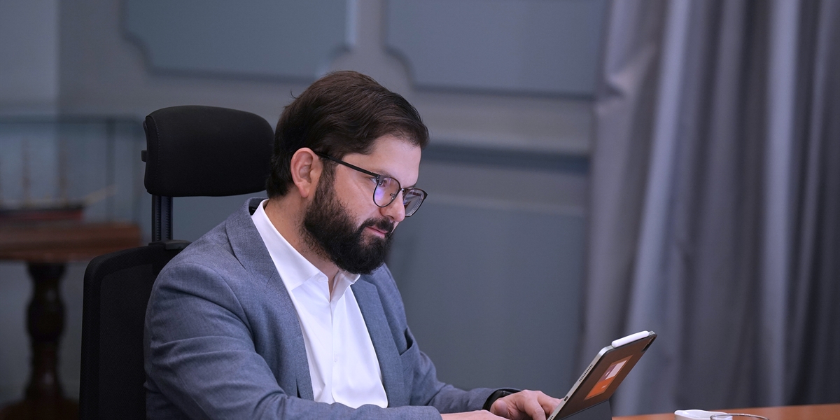 S.E. el Presidente de la República, Gabriel Boric Font, participa desde el Palacio de La Moneda de la apertura del Encuentro Regional de Empresas 2024 de la Región del Biobío