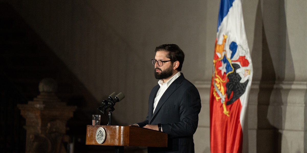 S.E. el Presidente de la República, Gabriel Boric Font, realiza una declaración a los medios de comunicación