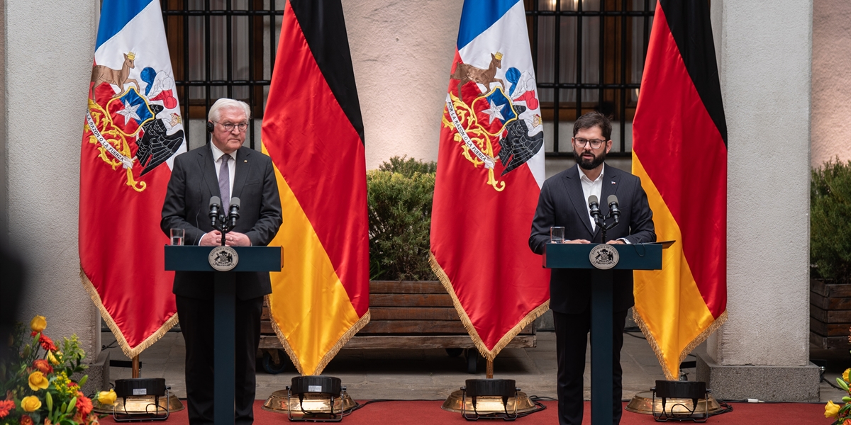 S.E. el Presidente de la República, Gabriel Boric Font, realiza declaración conjunta con el Presidente de Alemania