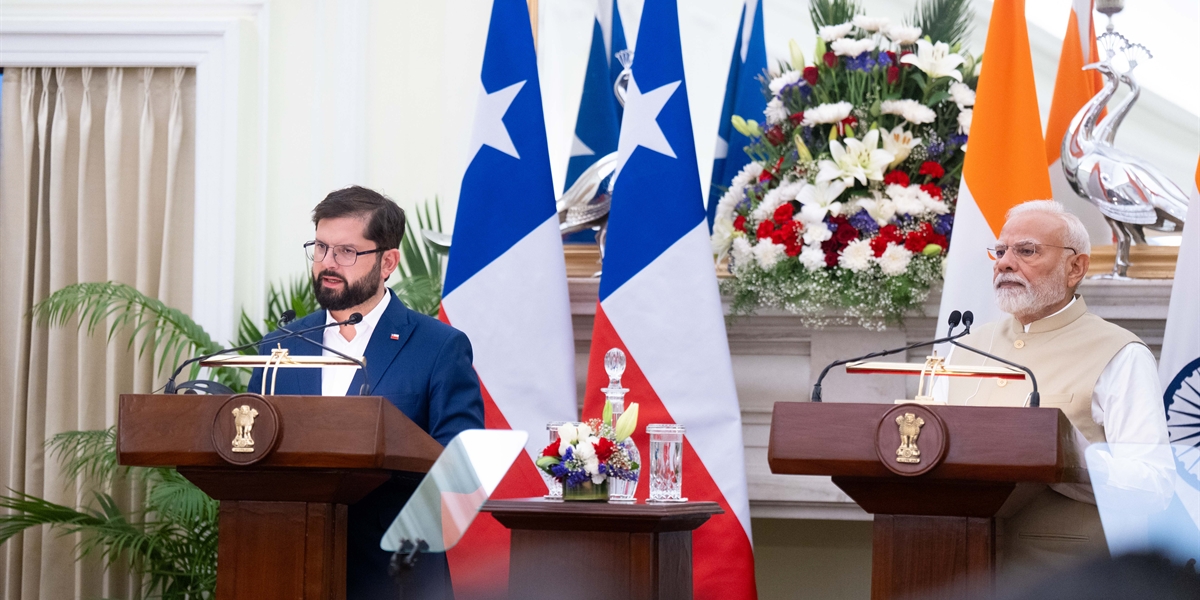 S.E. el Presidente de la República, Gabriel Boric Font, realiza declaración conjunta con el Primer Ministro de India, Nerendra Modi