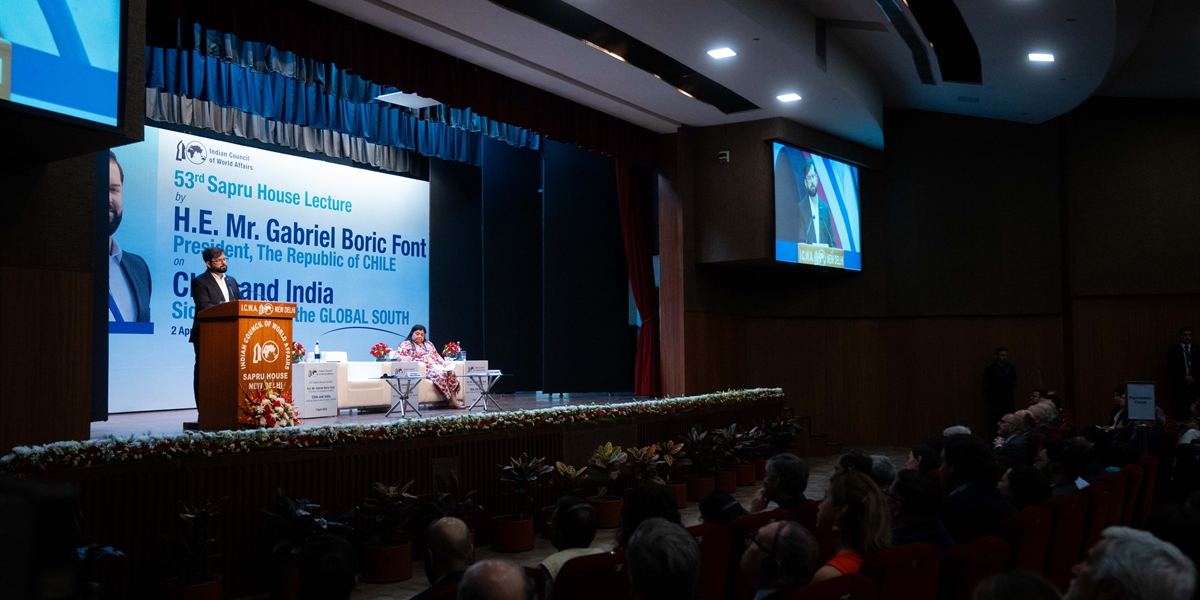 S.E. el Presidente de la República, Gabriel Boric Font, presenta la 53° Sapru House Lecture titulada “Side by Side on the Global South” en el Indian Council of World Affairs