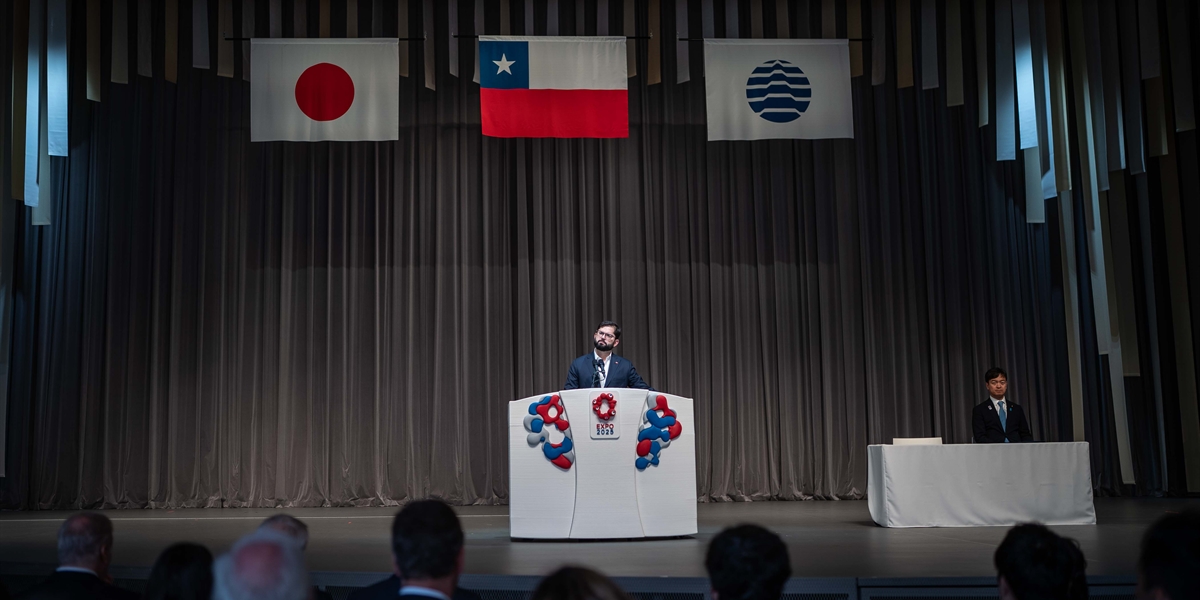 S.E. el Presidente de la República, Gabriel Boric Font, encabeza la ceremonia oficial del Día Nacional de Chile de la Expo Mundial Osaka 2025