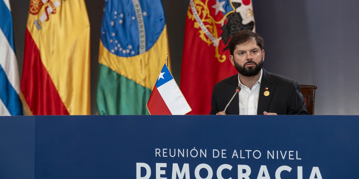 Presidente de la República de Chile, Gabriel Boric Font, sostiene Reunión de Alto Nivel "Democracia Siempre"