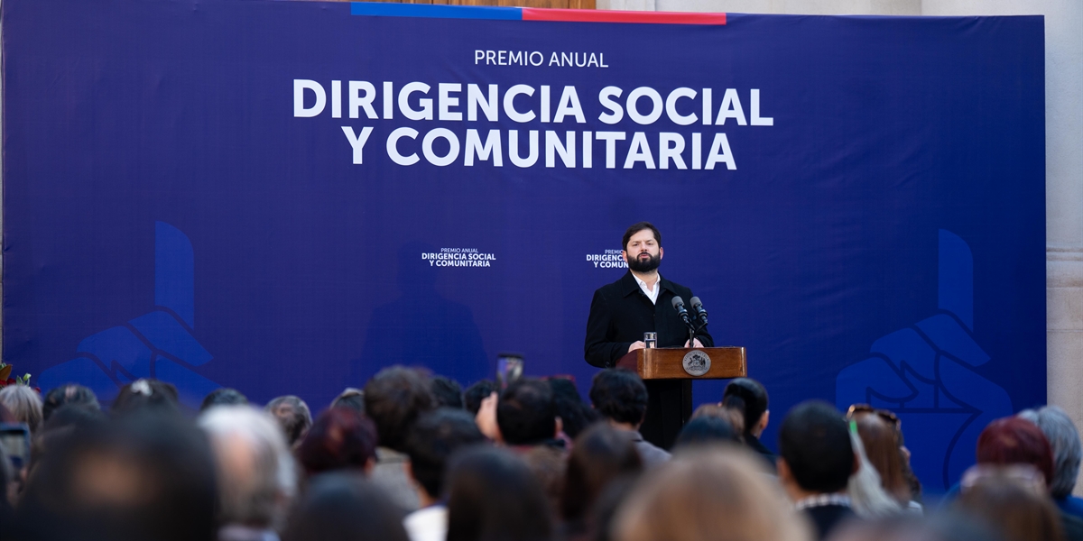 S.E. el Presidente de la República, Gabriel Boric Font, encabeza la primera ceremonia de entrega del Premio Anual Dirigencia Social y Comunitaria