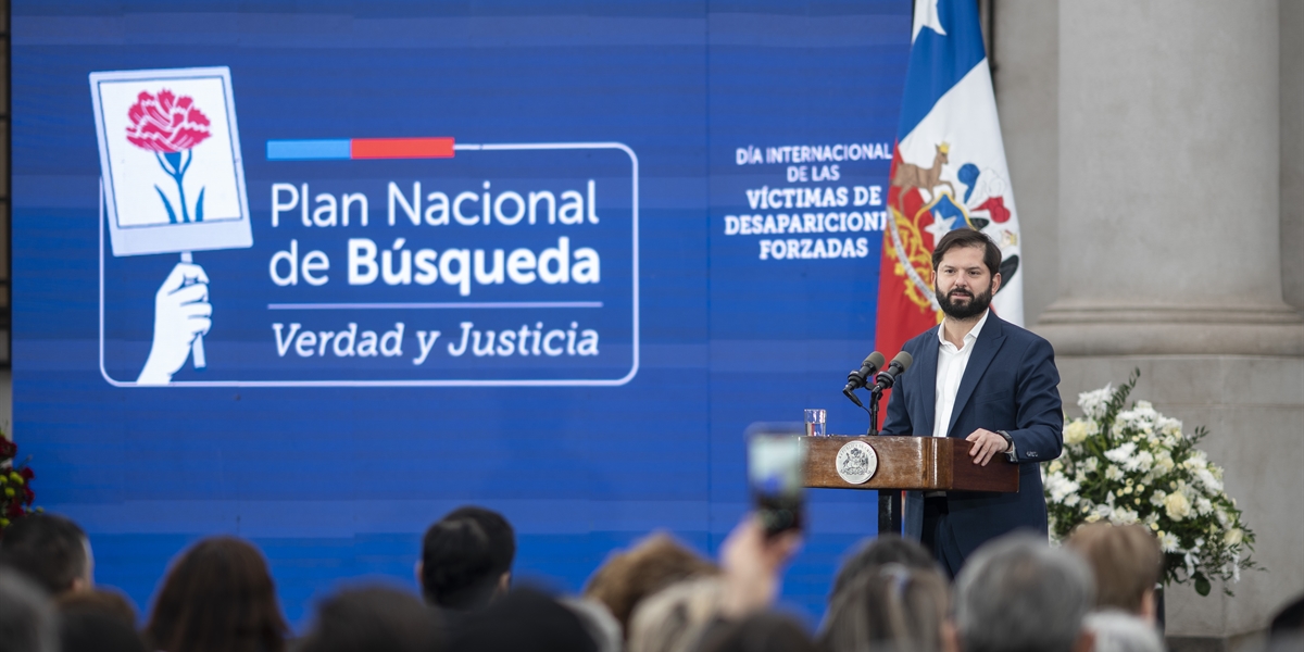 S.E. el Presidente de la República, Gabriel Boric Font, encabeza la ceremonia de conmemoración del Día Internacional de las Víctimas de Desaparición Forzada
