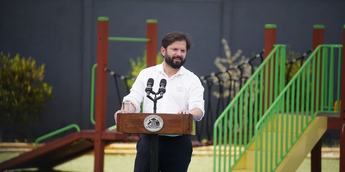 S.E. el Presidente de la República, Gabriel Boric Font, encabeza la ceremonia de inauguración del Jardín Infantil Augusto D'Halmar en la comuna de Lo Espejo