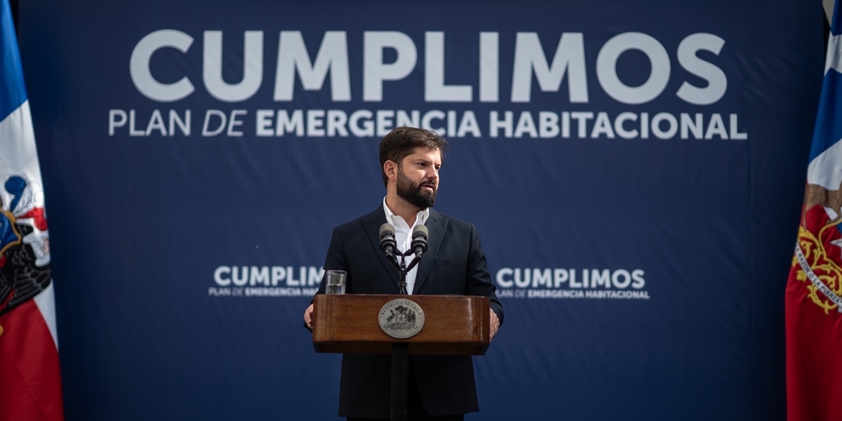 S.E. el Presidente de la República, Gabriel Boric Font, encabeza el acto de cumplimiento del Plan de Emergencia Habitacional a nivel nacional